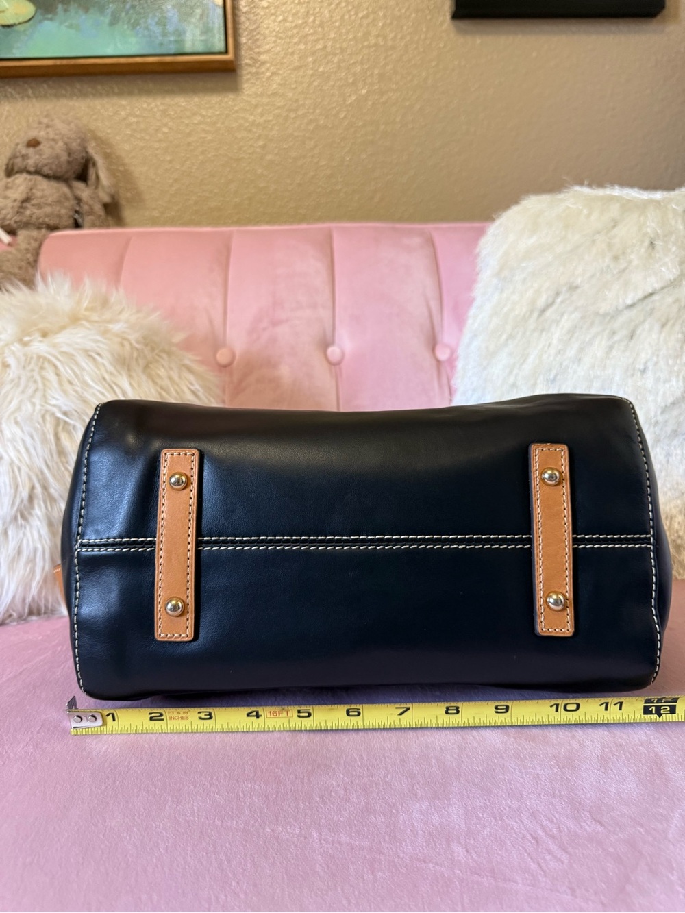 💯Auth! Dooney & Bourke Black & Brown Florentine Leather LIBBY Shoulder Bag - Picture 6 of 15